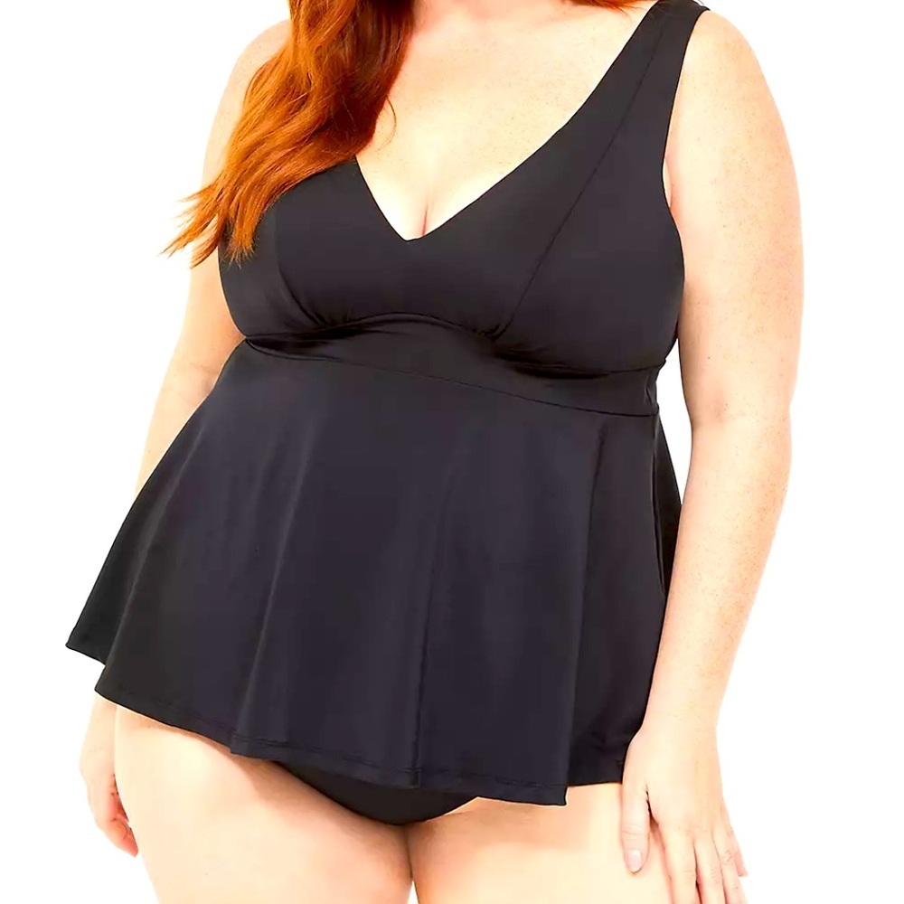 New Lane Bryant Classic Black Swim Tankini Top Size 30